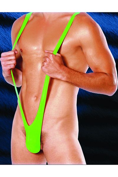 Zgts Blue Line Mankini Costume, Neon Green, One Size