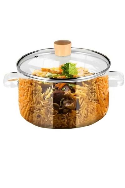 DLC Heat-Resistant Glass Cooking Pot with Vented Lid (3.2 Liters)