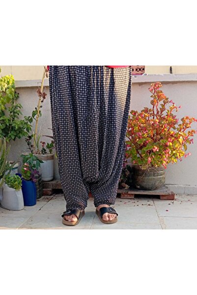 MEŞHUR ŞALVARCI PELİN Anne şalvarı Desenli Cepli Beli Lastikli Şalvar Pantolon