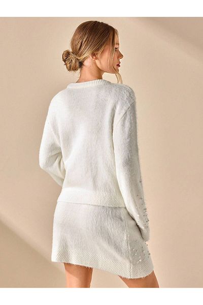 hidafashion Tricot Suit with Pearl Detailed Skirt