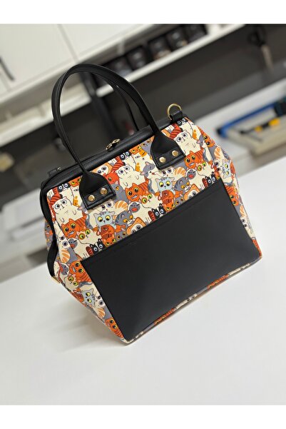 Pearl Teks Kedili Deri detaylı Yemek Çantası