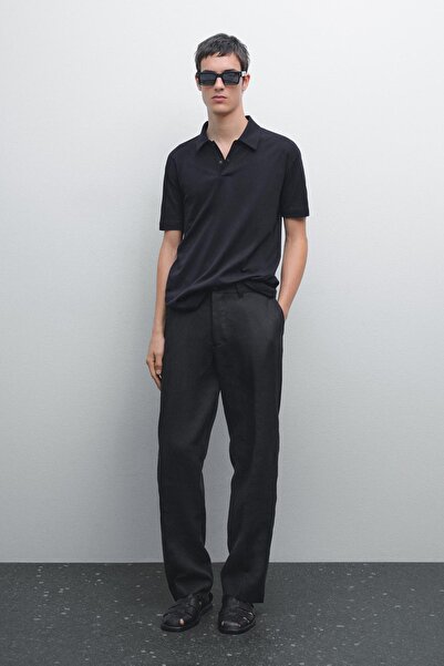 Massimo Dutti Çıtçıtlı patletli kısa kollu polo yaka t-shirt