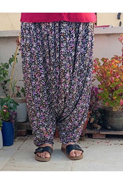 MEŞHUR ŞALVARCI PELİN Pantaloni largi pentru mamă, cu model, buzunare, talie elastică