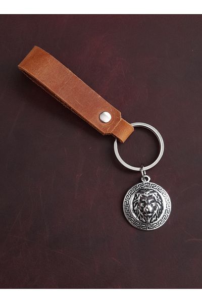 BSN Store Lion Figure Genuine Leather Keychain Gift Keychain
