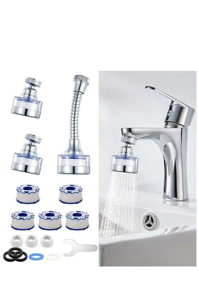 Bonjour 3 قطع من فلتر مياه الصنبور - فلتر مياه الصنبور دوار 360 درجة، ترشيح م...