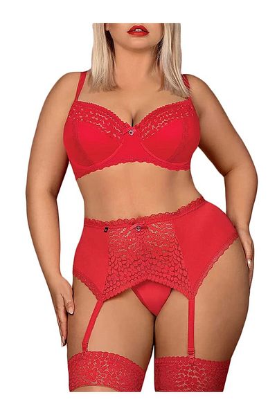obsessive Obsessive Jolierose L/XL lingerie set, red