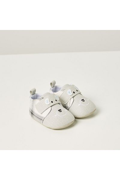 Juniors Mouse Applique Booties with Hook and Loop Closure