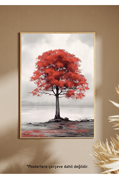 One Little Happiness Αφίσα RED TREE Αισθητική αφίσα τοίχου, αφίσα χωρίς πλαίσιο