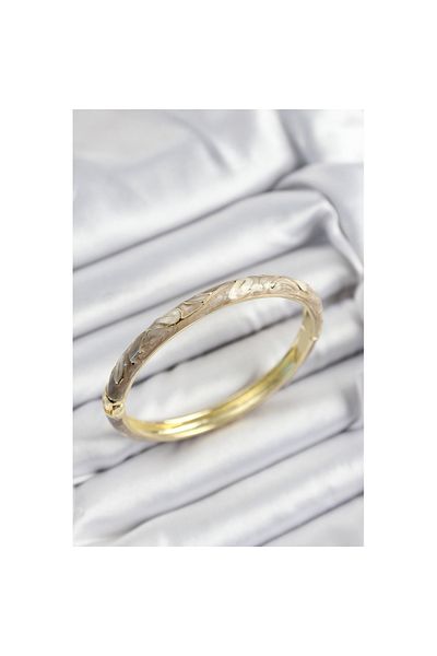 Skygo Mineli Brass Beige Marble Motif Gold Color Women's Handcuffs - Tj-Bb7415