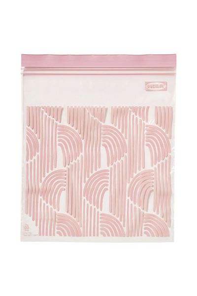 IKEA Resealable bag, patterned/pale pink, 2.5 l 20 Pack