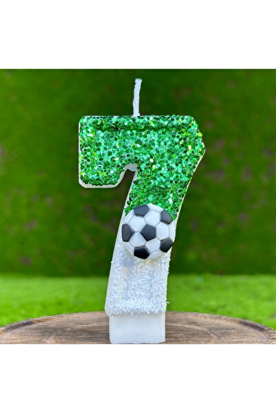 L&Wen شموع كعكة كرة القدم رقم 7 باللون الأبيض والأخضر مقاس 7 سم لأعياد الميلا...