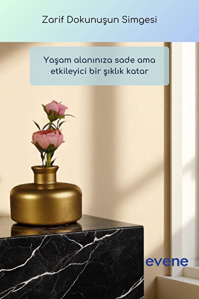 Evene Vazo Küçük Vazo Masa Üstü Vazo Ev Dekorasyon Vazo Altın Eskitme Renk Model 61