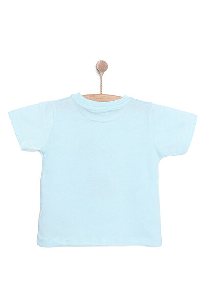 ebebek Hello Baby Hellobaby Baby Boy Basic T-Shirt Giraffe Pattern Crew Neck Short Sleeve Light Blue