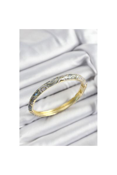 Skygo Mineli Brass Gray Spiral Motif Gold Color Women's Handcuffs - Tj-Bb7384