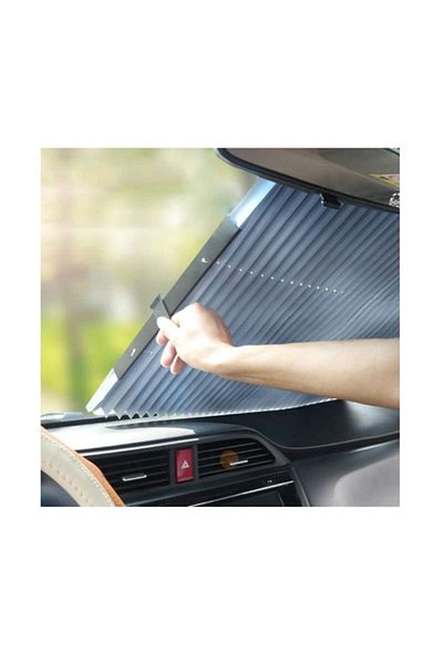 ideal STORE Parasolar auto retractabil 65x150cm, instalare ușoară cu ventuze, pliere tip acordeon