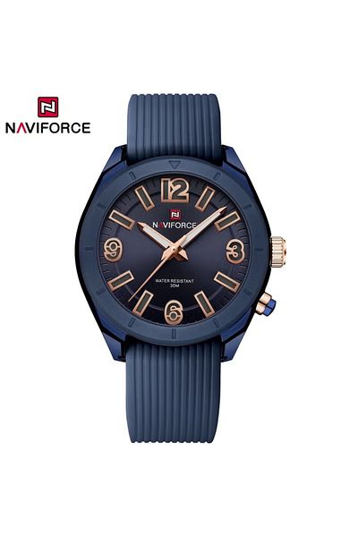 Naviforce Sophisticated Navy Blue Analog Watch – 32mm Case, Silicone Strap, Water Resistant