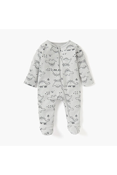 Juniors Dino Print Closed Feet Sleepsuit and Cap Set