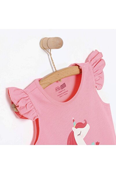 ebebek Hello Baby Hellobaby Baby Girl Basic T-Shirt Crew Neck Tank Top Sleeve Dark Pink