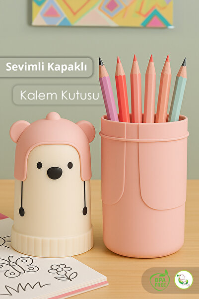 Meleni Baby Sevimli Figürlü Kalemlik - Organizer Kalem Kutusu Kalem Silgi Düz...