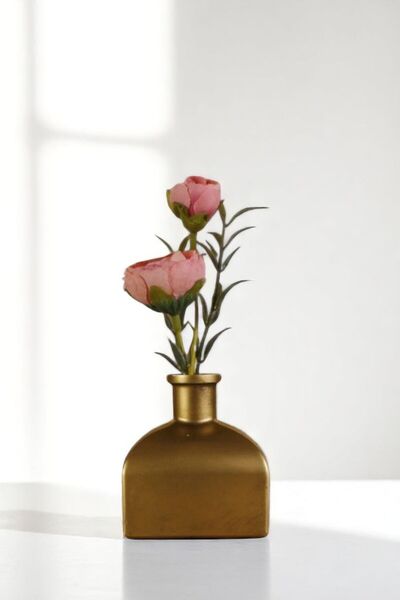Evene Vazo Küçük Vazo Masa Üstü Vazo Ev Dekorasyon Vazo Altın Eskitme Renk Model 62