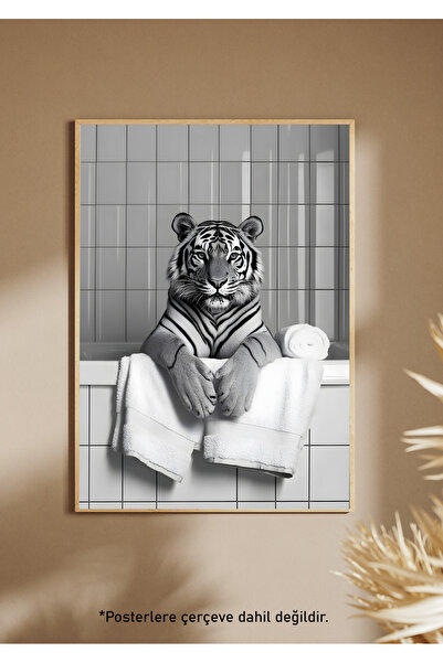 One Little Happiness Αφίσα TIGER SHOWER Αισθητική αφίσα τοίχου, αφίσα χωρίς π...