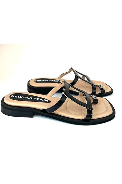 NEWGÜLTEKİN Genuine Leather Full Summer Belted Very Comfortable and Stylish Slippers