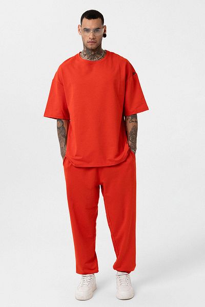 VAMOSCLO Basic Oversize Tracksuit Set with Elastic Legs Coral