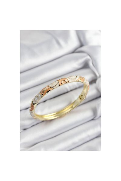 Skygo Mineli Brass Cream and Gold Color Women's Handcuffs with Spiral Motif - Tj-Bb7408