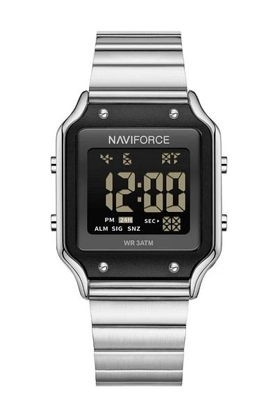Naviforce Classic Digital Watch for Men and Women Stylish Square Stainless Steel Wristwatch with LED Display