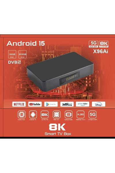 x96air X96Ai 8K Smart TV Box Android 15 with 32GB RAM 512GB ROM, Dual WiFi, DVB-S, 5G