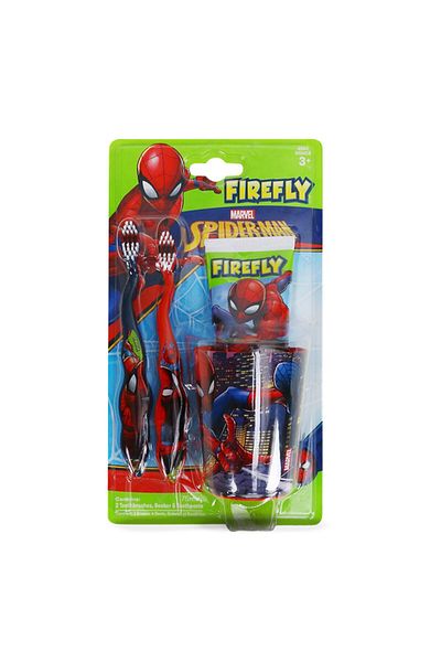 Firefly Spiderman Toothbrush 2 pcs + Toothpaste 75 ml + Beaker 1 pc
