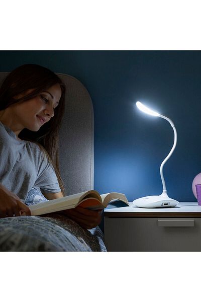 InnovaGoods Lum2Go Rechargeable Touch LED Table Lamp, White