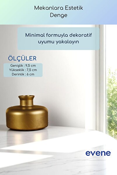 Evene Vazo Küçük Vazo Masa Üstü Vazo Ev Dekorasyon Vazo Altın Eskitme Renk Model 61