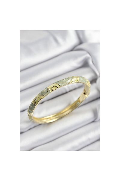 Skygo Mineli Brass Green Spiral Motif Gold Color Women's Handcuffs - Tj-Bb7411