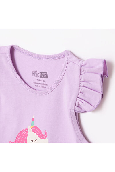 ebebek Hello Baby Hellobaby Baby Girl Basic T-Shirt Crew Neck Tank Top Sleeve Dark Pink