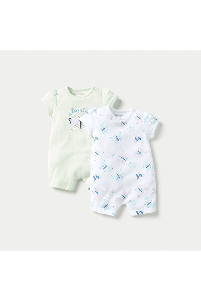 Juniors طقم رومبر بطبعة فراشات وأكمام قصيرة - قطعتان