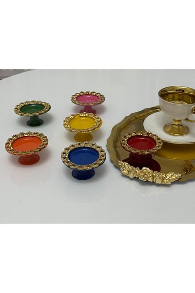 Elzemm store 6 Pieces Colorful Macaron Holder Frame Model Colorful Coffee so Delight Holder