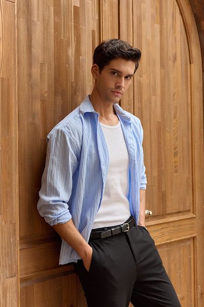 Livio Ferri Ανδρικό ριγέ πουκάμισο Tugur Oversize Premium Soft Touch Εκλεπτυσμένη άνεση