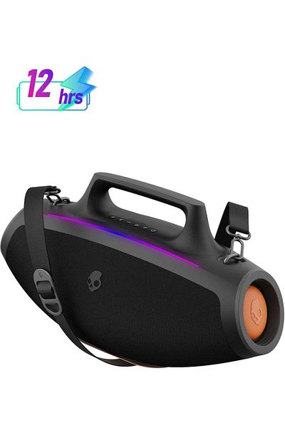 Skullcandy Barrel Bluetooth Boombox Speaker – Water-Resistant Wireless Portable Speaker, with LED