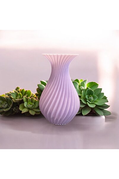 vazo Lila Spiral Dekoratif Vazo | Modern Minimal Çiçek & Sukulent Vazosu