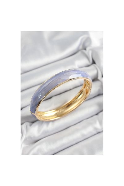 Skygo Brass Blue Purple Enameled Marble Pattern Model Gold Color Women's Handcuffs - Tj-Bb7331
