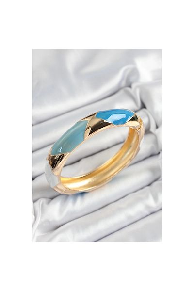 Skygo Brass Blue White Enameled Diamond Model Gold Color Women's Handcuffs - Tj-Bb7330