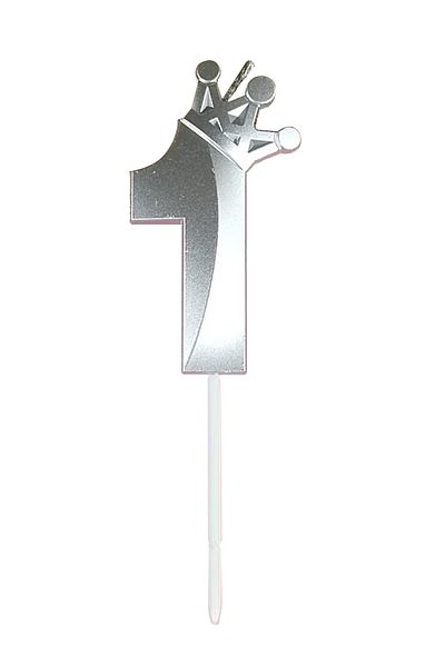 L&Wen Number Birthday Candles, Number 1 Cake Candles for Birthday, Wedding (1Pc, Silver)