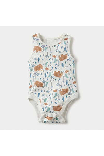 Juniors Printed Sleeveless Bodysuit with Button Closure - Set of 5