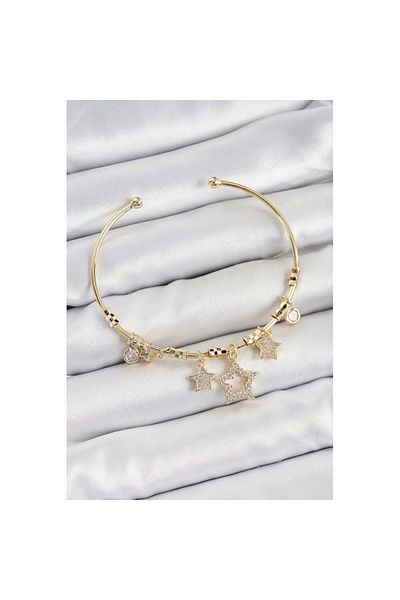 Skygo Brass Zircon Stone Star Model Gold Color Charm Bracelet - Tj-Bb7352