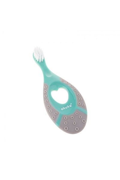 Akuku Periuta de dinti pentru bebelusi si copii, 0-2 ani, Mint/Grey
