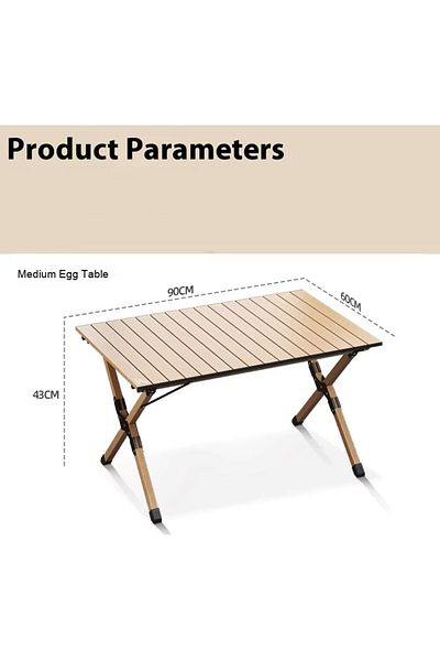 Taimi Foldable Wooden Picnic Table with Carry Bag for Indoor/Outdoor Party,Beig-Size 90L*60W*45H cm