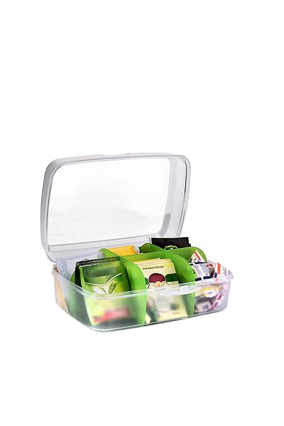 Righton 6 Compartments Tea Box with Lock Lid Tea Bag Herbal Tea Storage Container - Jewelry Accessory Organizer