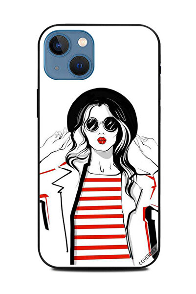 Covernex غطاء حماية لهاتف أبل آيفون 13، قميص مخطط باللون الأحمر لفتاة أنيقة