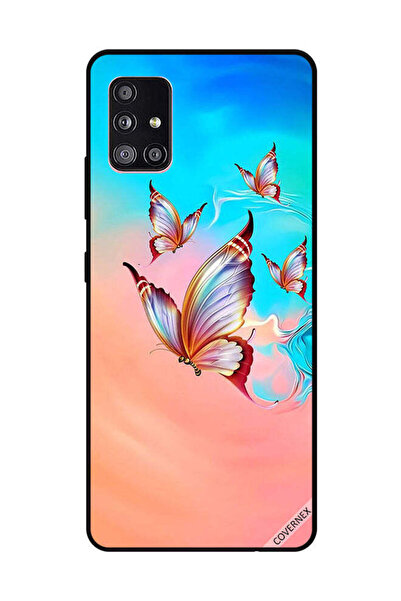Covernex غطاء حماية لهاتف سامسونج جالاكسي A51، فراشات تحلق فوق لون الطلاء